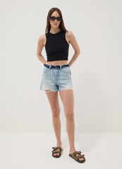 OVS Black Cropped Stretch Cotton Tank Top