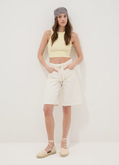 OVS Yellow Cropped Stretch Cotton Tank Top