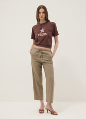 OVS Brown Short-Sleeved Pure Cotton T-Shirt