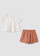 OVS White Pure Cotton Set With Embroidered Winnie The Pooh Blouse And Shorts