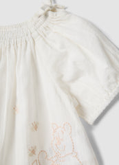 OVS White Pure Cotton Set With Embroidered Winnie The Pooh Blouse And Shorts