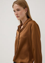 OVS Brown stretch-fabric shirt with classic collar