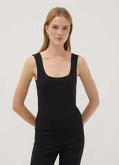 OVS Black Fitted Stretch-Cotton Tank Top