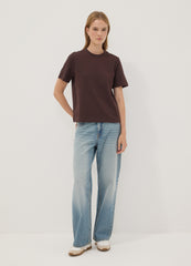 OVS Brown Relaxed-Fit Pure Cotton Short-Sleeve T-Shirt