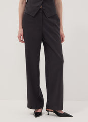 OVS Black Viscose-Blend Straight-Leg Trousers