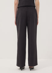 OVS Black Viscose-Blend Straight-Leg Trousers