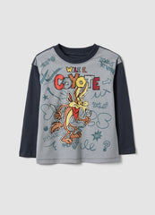 OVS Grey Pure Cotton Looney Tunes Print T-Shirt For Boys