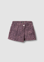 OVS Pink Animal-Print Slim-Fit Pure Cotton Shorts For Girls