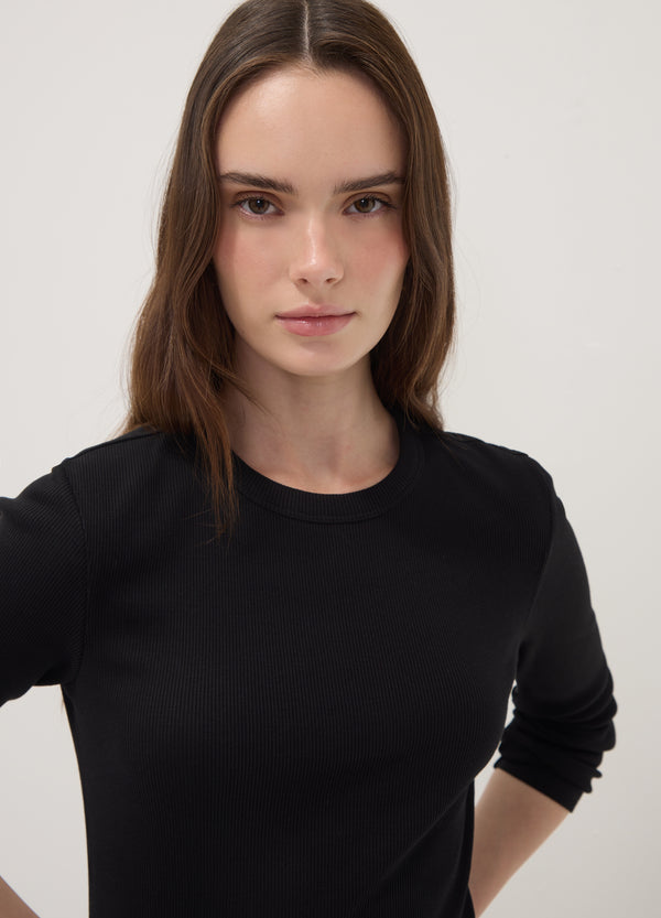 OVS Black Long-Sleeve Pure Cotton T-Shirt