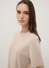 OVS Beige Relaxed-Fit Pure Cotton Short-Sleeve T-Shirt