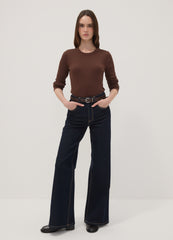 OVS Brown Long-Sleeve Pure Cotton T-Shirt