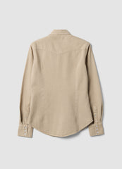 OVS Beige Pure Cotton Shirt With Snap Buttons, Regular Fit