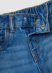 OVS Blue Pure Cotton Wide-Leg Denim Jeans With Lilo & Stitch Print For Girls