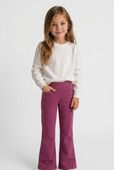 OVS Girls’ Purple Flared Stretch-Cotton Trousers With Star Print