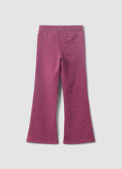 OVS Girls’ Purple Flared Stretch-Cotton Trousers With Star Print
