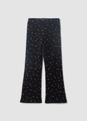 OVS Black Flared Stretch-Cotton Star-Print Trousers For Girls