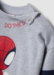 OVS Grey oversized cotton jogging set with Spidey print for baby boy