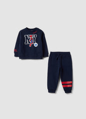 OVS Blue oversized pure cotton jogging set with Spidey print for baby boy