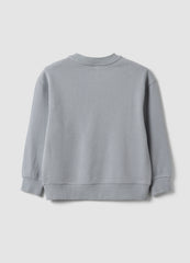 OVS Grey Oversized Pure Cotton Hoodie With Print And Kangaroo Pocket For Boys