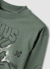 OVS Boys’ Green Pure Cotton Long-Sleeve Looney Tunes Print T-Shirt