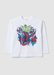 OVS White Oversized Pure Cotton Spider-Man Print T-Shirt For Boys