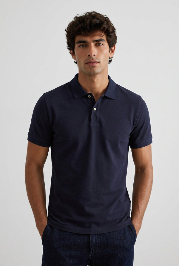 OVS Black Pure Cotton Piquã© Polo With Classic Collar, Regular Fit