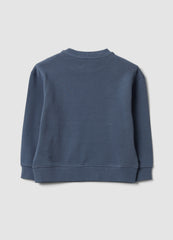 OVS Grey Oversized Pure Cotton Hoodie With Print And Kangaroo Pocket For Boys
