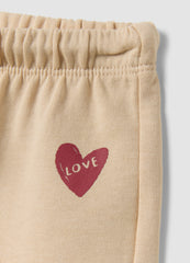 OVS Beige Pure Cotton Trousers With Elasticated Waist And Print For Baby Girl