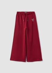 OVS Red Pure Cotton Trousers With Elasticated Waist And Bow For Girls