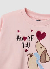 OVS Pink And Red Pure Cotton Set With Puppy Print For Girls