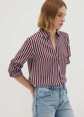 OVS Red striped pure viscose shirt with classic collar, regular fit