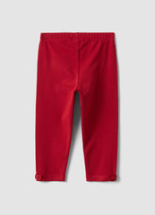 OVS Red Stretch Organic Cotton Leggings With Bow Details For Baby Girl