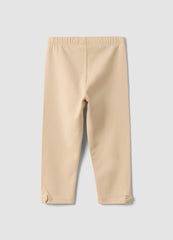 OVS Beige Stretch Organic Cotton Leggings With Bows For Baby Girl