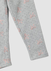 OVS Grey Skinny Leggings In Stretch Organic Cotton With Bows For Girls