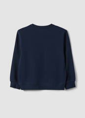 OVS Blue Organic Cotton Sweatshirt With Print For Boys, Relaxed Fit