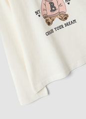 OVS White Pure Organic Cotton T-Shirt With Puppy Print For Girls