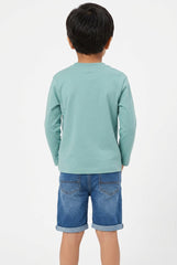 OVS Green Oversized Pure Cotton T-Shirt With Skate Print For Boys
