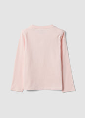 OVS Pink Pure Organic Cotton T-Shirt With Bow Print For Girls