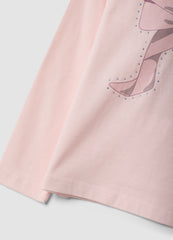 OVS Pink Pure Organic Cotton T-Shirt With Bow Print For Girls