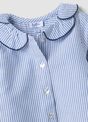 OVS Blue Striped Pure Cotton Shirt With Ruffle Collar For Baby Girls