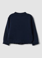 OVS Blue Pure Cotton Sweatshirt With Crew Neck, Zip And Teddy Bear Detail For Baby Girl