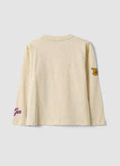 OVS Beige Pure Cotton Crew-Neck College-Print T-Shirt For Boys