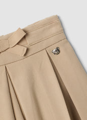 OVS Beige Wide-Leg Stretch Viscose Trousers With Bow For Baby Girl