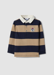OVS Blue Striped Polo Shirt In Pure Organic Cotton For Baby Boy