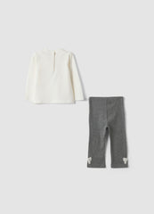OVS Grey And White Stretch Cotton And Viscose Set For Baby Girl