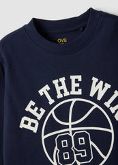 OVS Blue Pure Organic Cotton T-Shirt With College Print For Boys