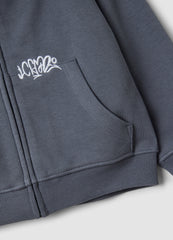 OVS Grey Cotton-Blend Hooded Sweatshirt, Regular Fit, For Boys