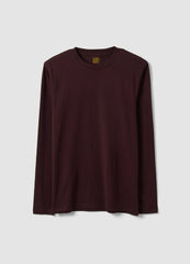 OVS Brown Long-Sleeved Pure Organic Cotton Crew-Neck T-Shirt