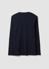OVS Blue Long-Sleeve Crew-Neck T-Shirt In Pure Organic Cotton