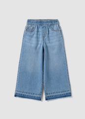 OVS Light Blue Wide-Leg 100% Cotton Jeans With Elasticated Waistband For Girls